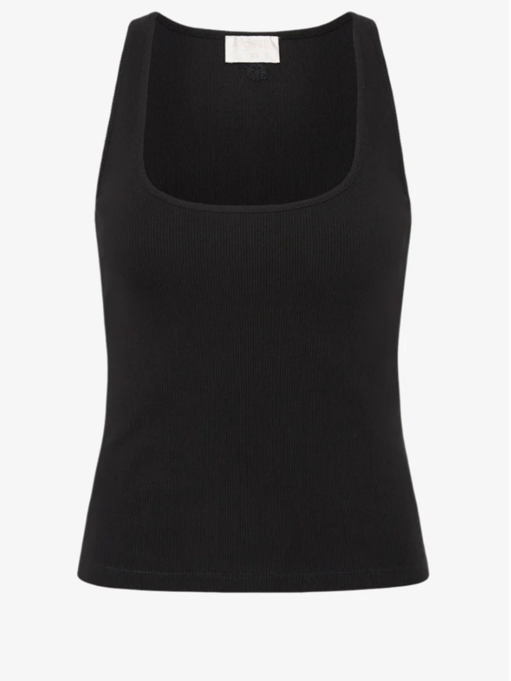 Posse Black Ribbed Square Neck Tank